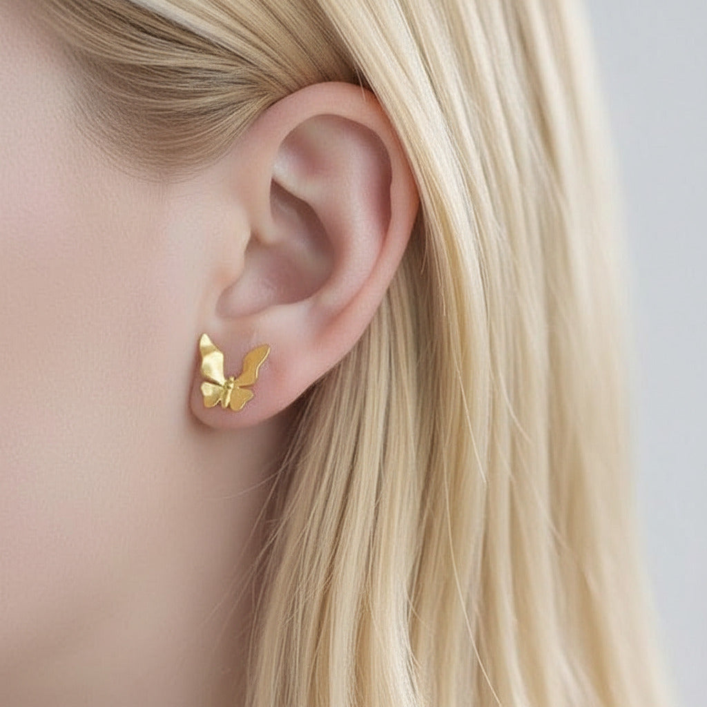 Cute Butterfly Stud Earrings-Black Diamonds New York