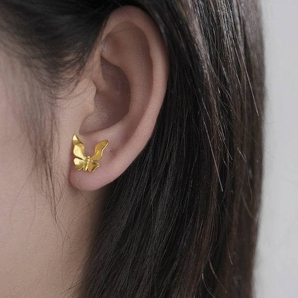 Cute Butterfly Stud Earrings-Black Diamonds New York