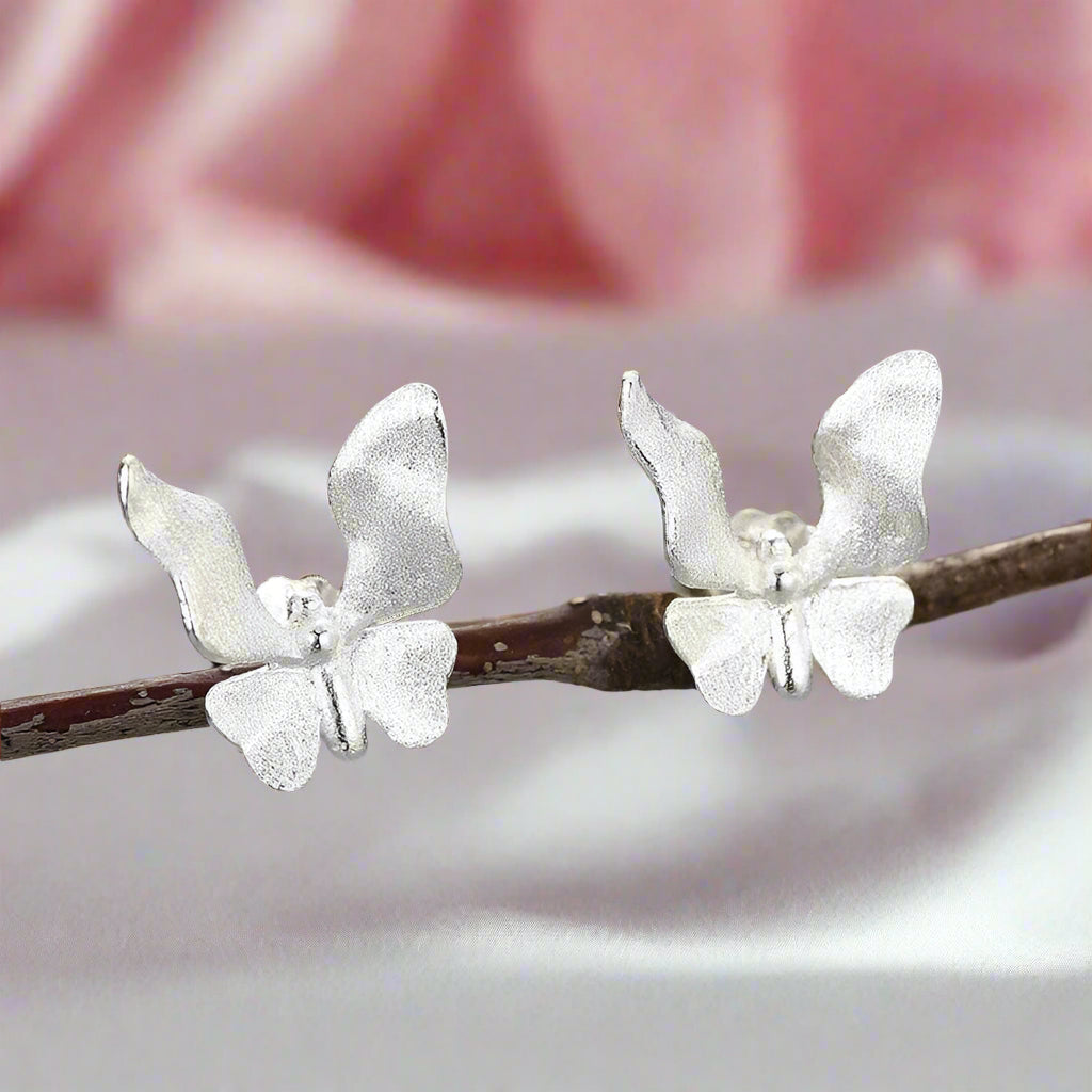Cute Butterfly Stud Earrings-Black Diamonds New York