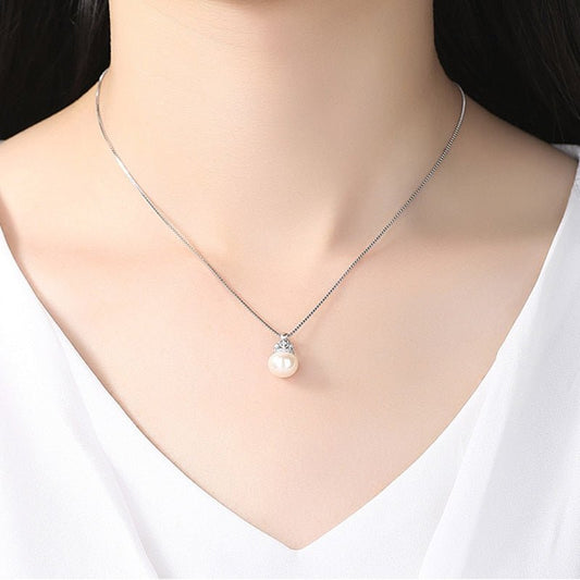 JOYMARK Cubic Zirconia Heart Crown Fresh Water Pearl Pendant Necklaces S925 Sterling Silver Jewelry For Women JPN307 - Black Diamonds New York