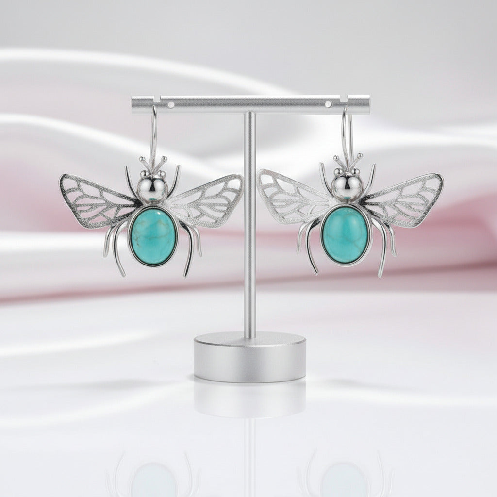 Cute Hollow Out Honeybee Dangle Earrings-Black Diamonds New York