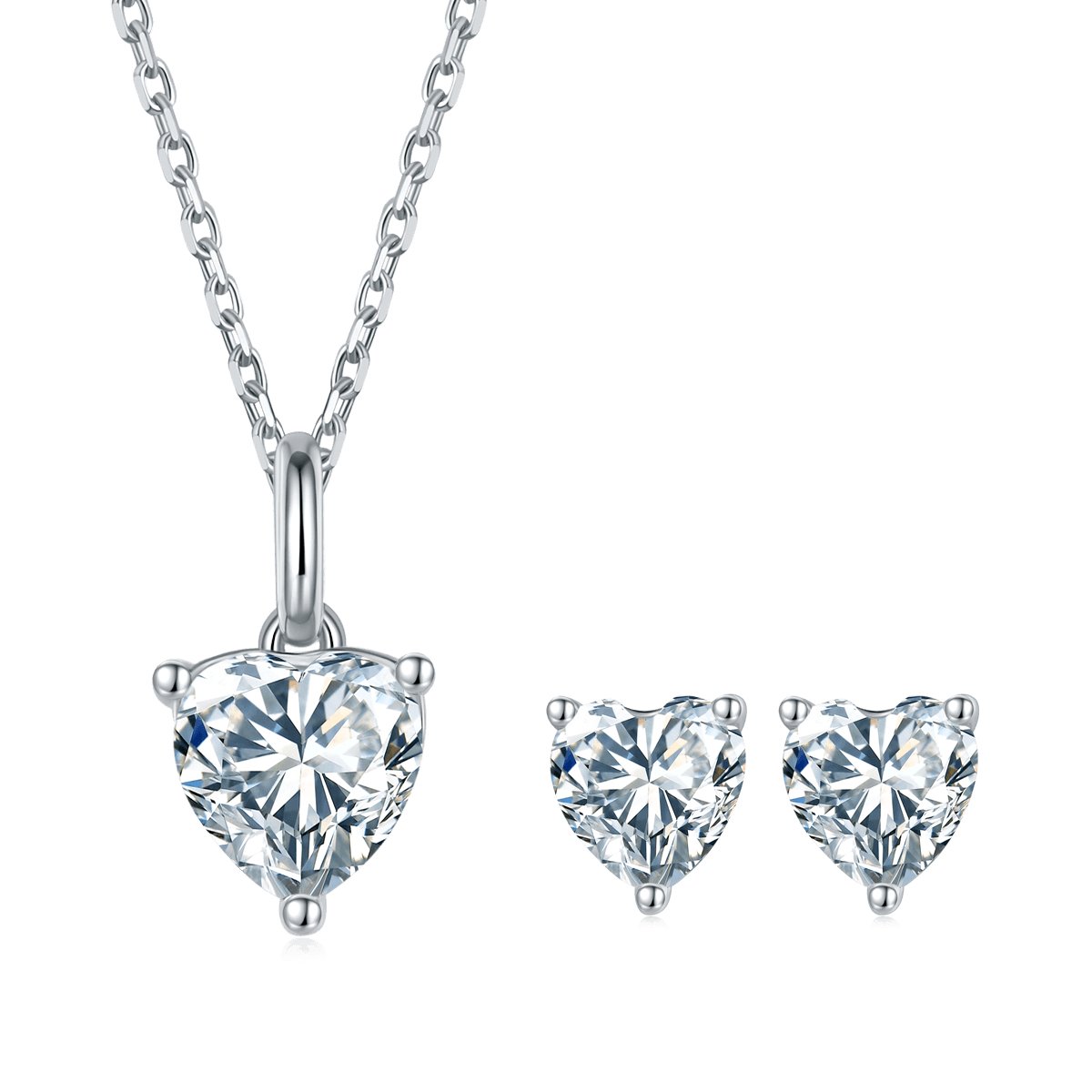 D Color Heart Moissanite Diamond Necklace and Earrings Set-Black Diamonds New York