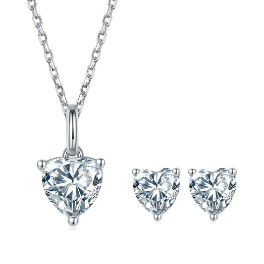 D Color Heart Diamond Necklace and Earrings Set-Black Diamonds New York