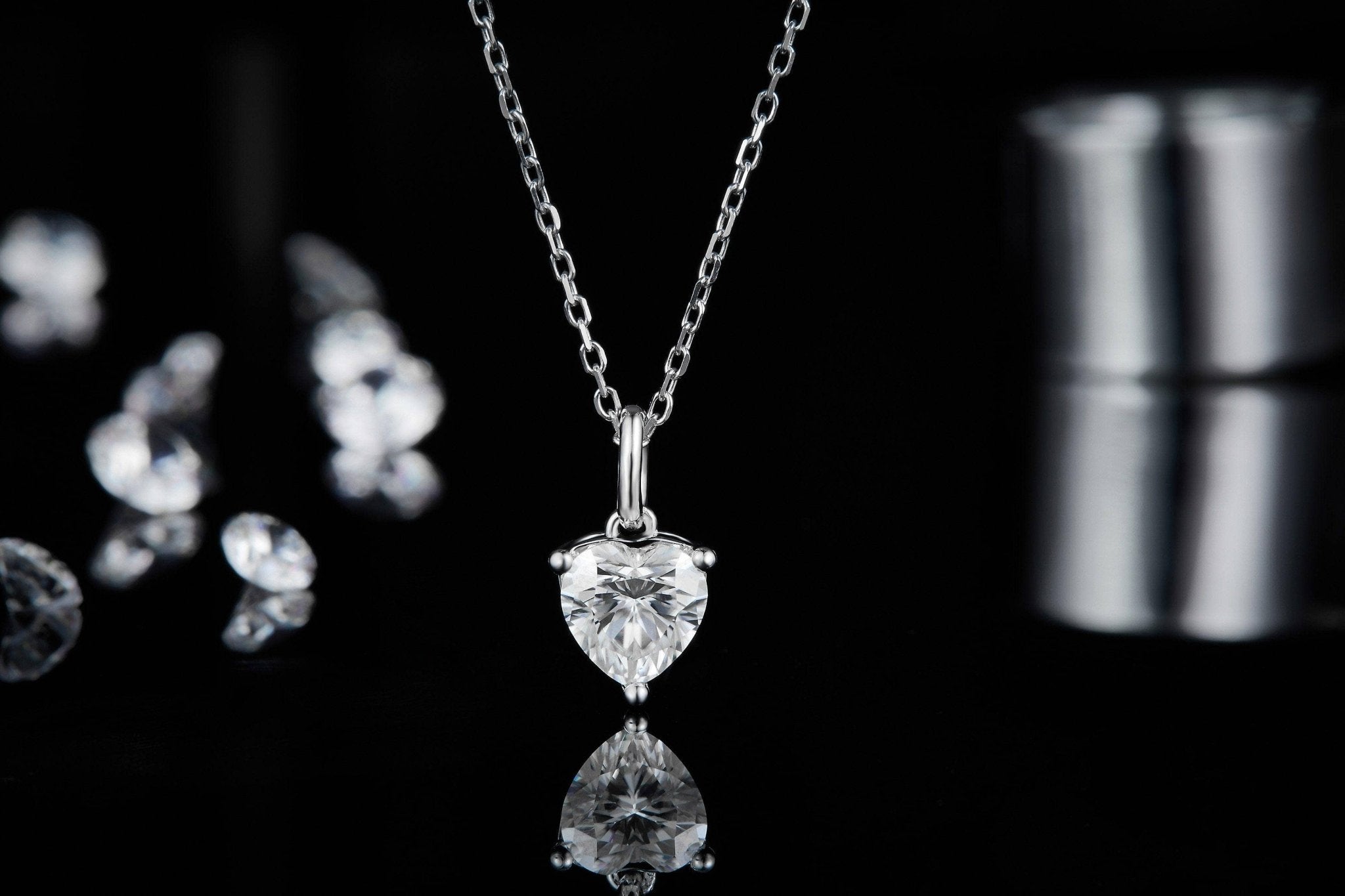 D Color Heart Diamond Option Necklace and Earrings Set-Black Diamonds New York