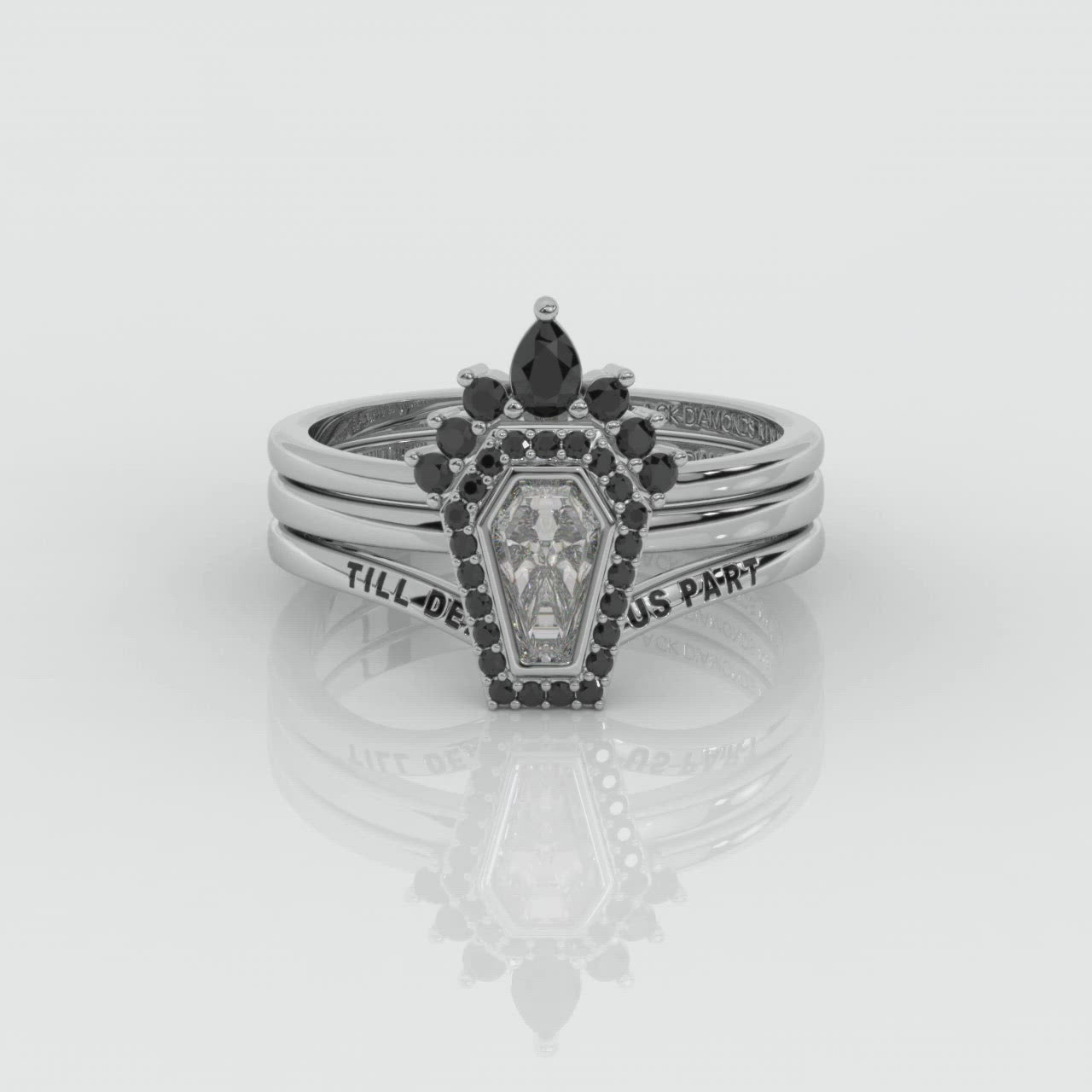 Until Death Rings- Limited Coffin Shape Diamond Wedding Rings