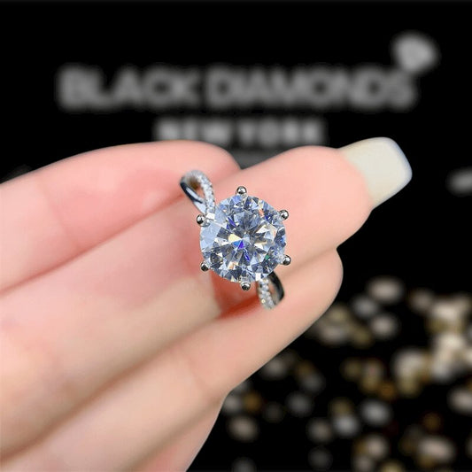 Dainty 6 Claw 3ct Brilliant Cut Diamond Twist Ring-Black Diamonds New York