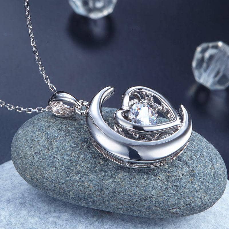Dancing Stone Moon Heart Pendant Necklace-Black Diamonds New York