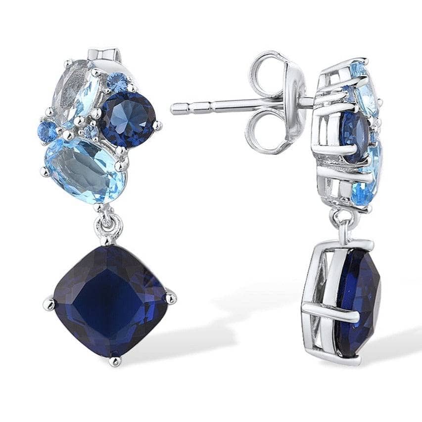 Dazzling Blue Stones Drop Earrings-Black Diamonds New York