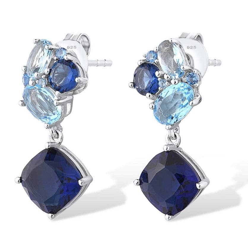 Dazzling Blue Stones Drop Earrings-Black Diamonds New York
