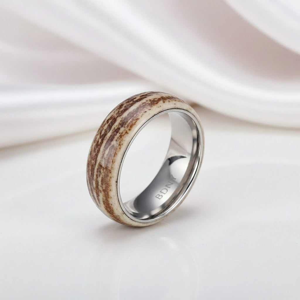 Deer Antler Titanium Wedding Band-Black Diamonds New York