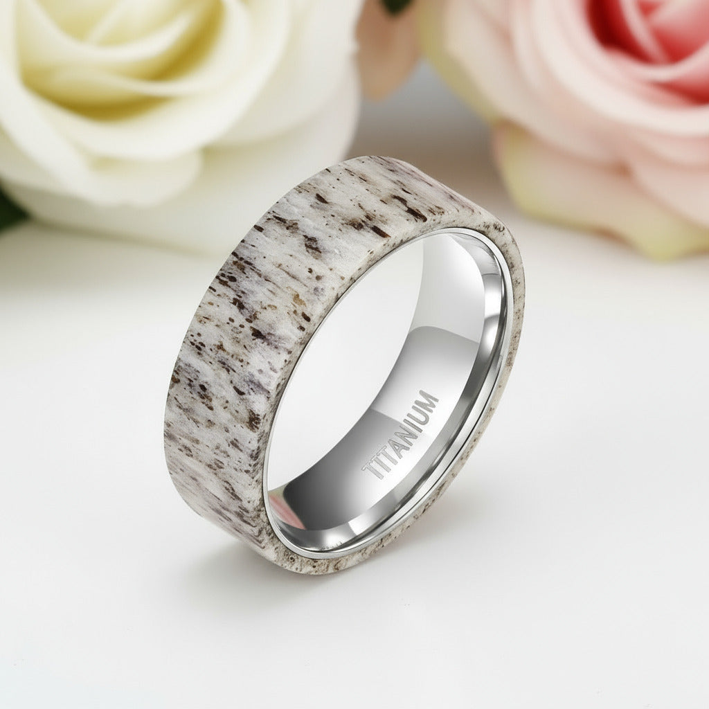 Deer Antler Titanium Wedding Band-Black Diamonds New York