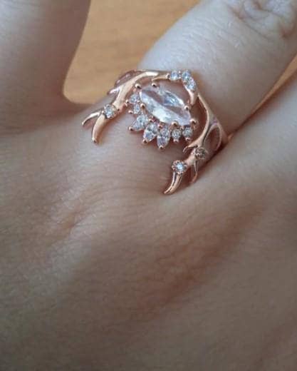 Deer Love- Marquise Cut Moissanite Rose Gold Antler's Promise Ring-Black Diamonds New York