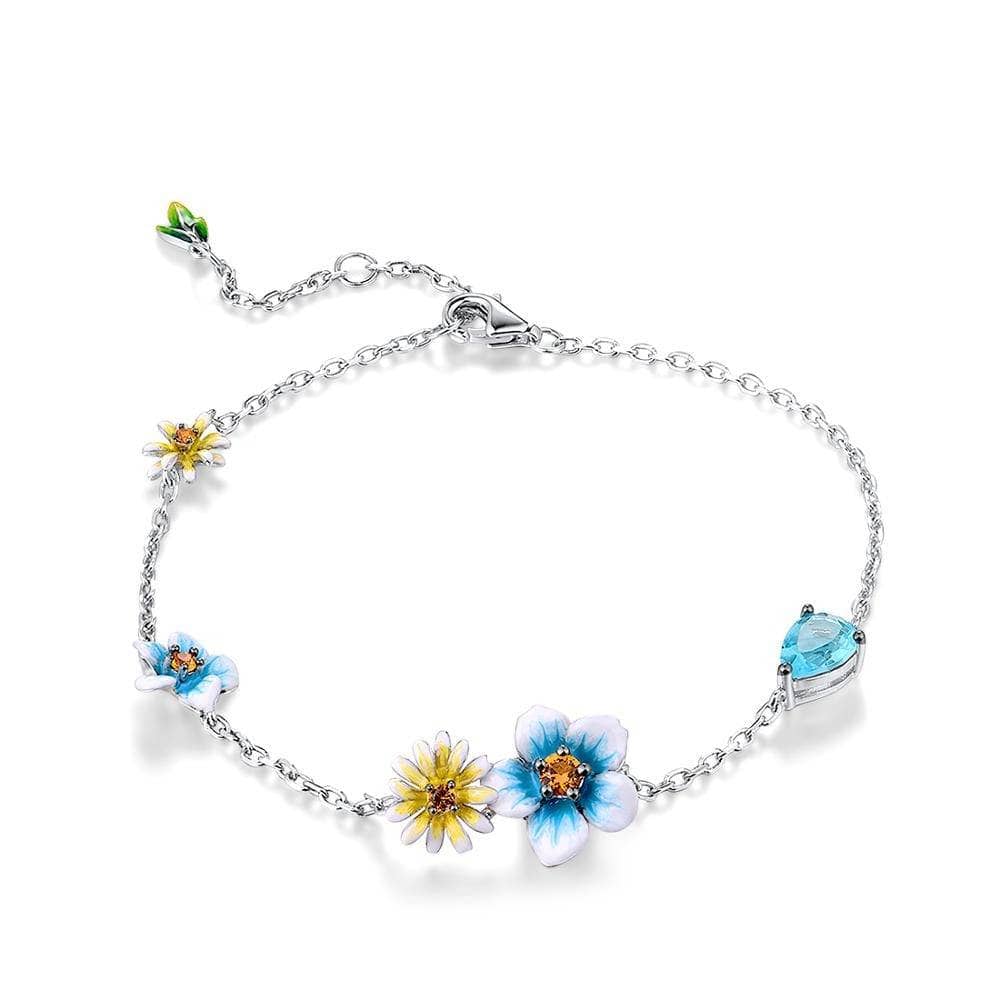 Delicate Blooming Flower Adjustable Bracelet-Black Diamonds New York