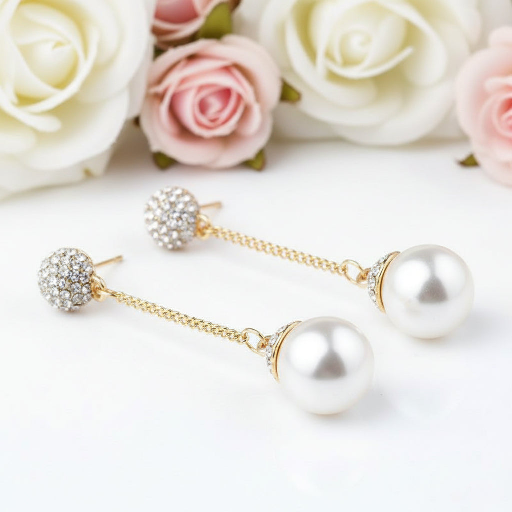 Delicate Detachable Pearl Earrings-Black Diamonds New York