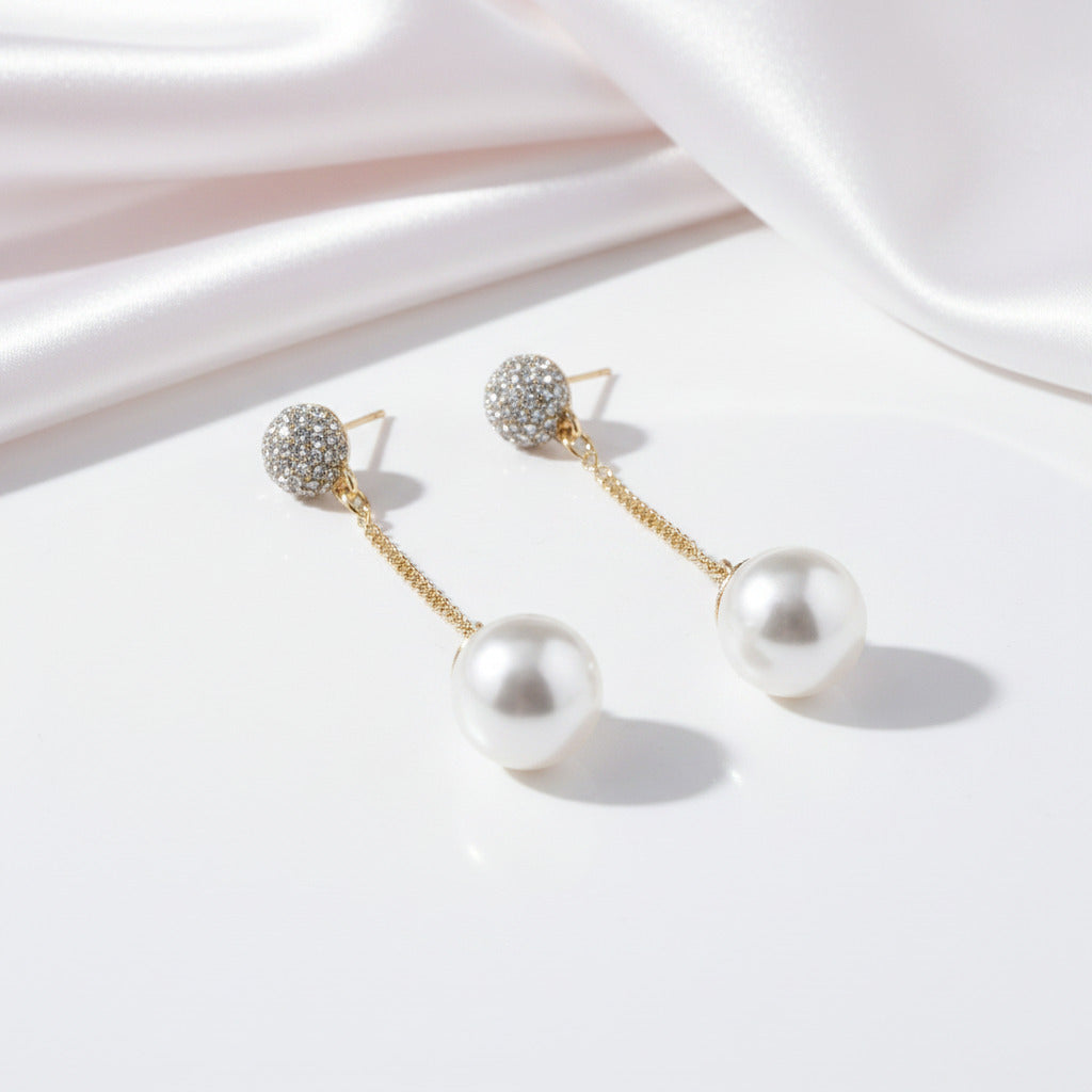 Delicate Detachable Pearl Earrings-Black Diamonds New York