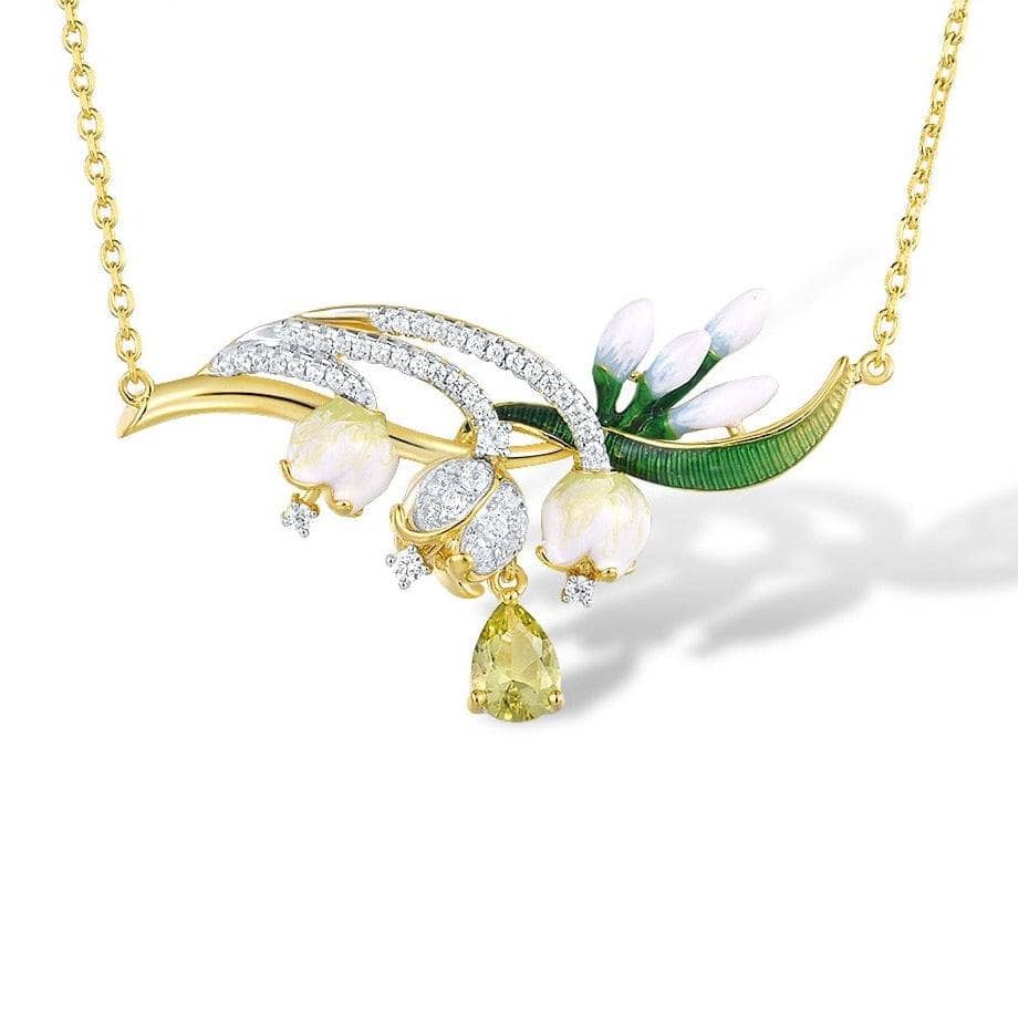 Delicate Enamel Flower with EVN Stone Necklace-Black Diamonds New York