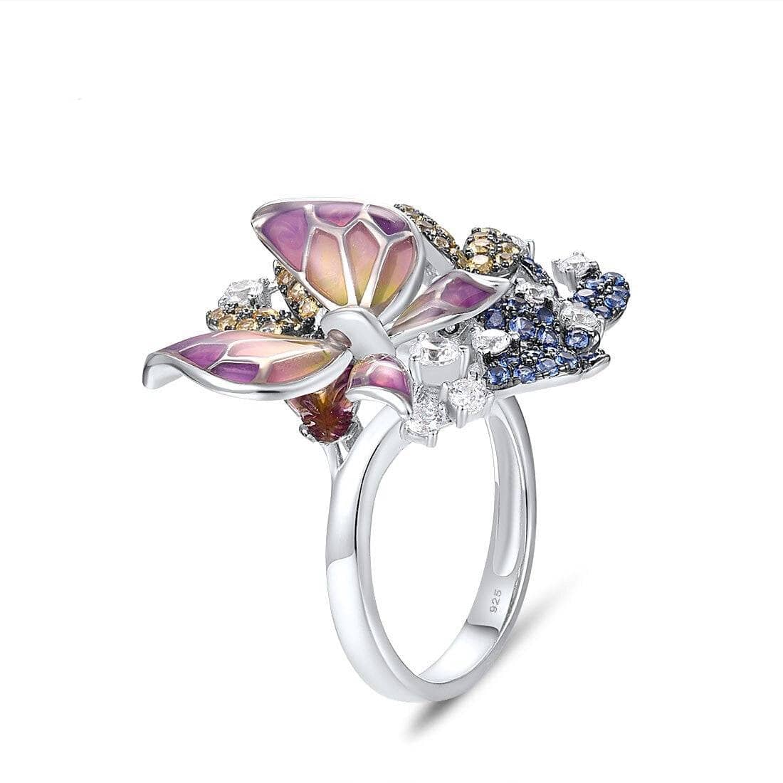 Delicate EVN Stone Butterfly Ring-Black Diamonds New York