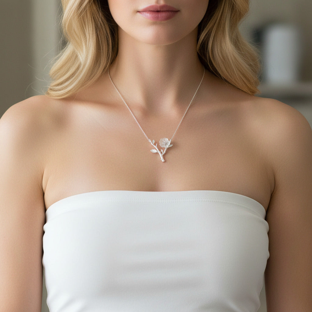 Delicate Flower in the Rain Necklace-Black Diamonds New York