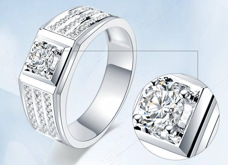 Delicate Men's Ring Rows Of CVD Diamonds