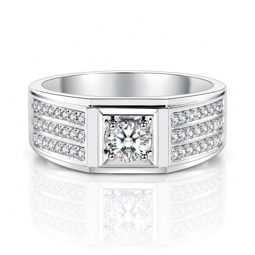 Delicate Men's Ring Rows Of Diamond Options-Black Diamonds New York