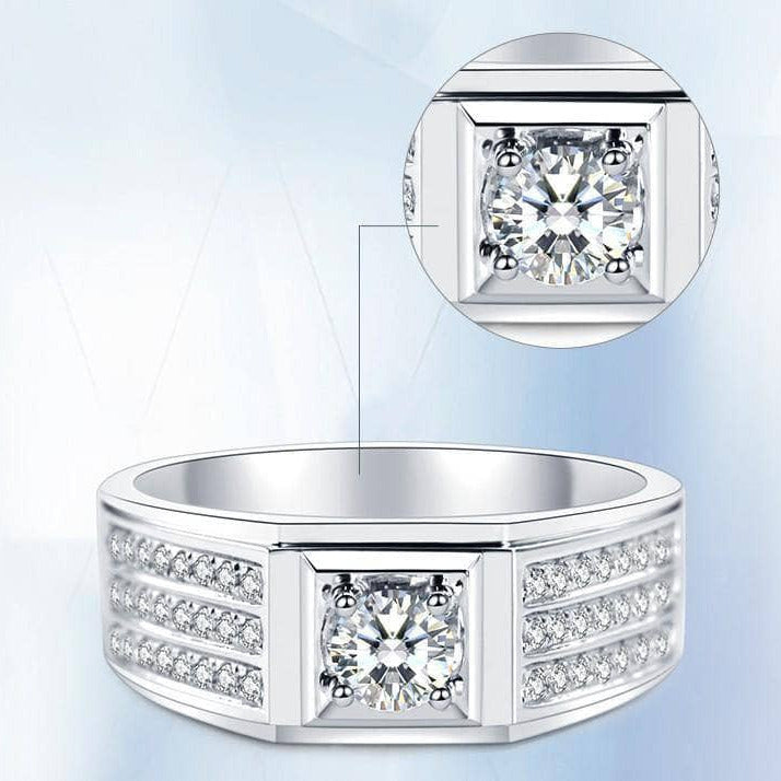 Delicate Men's Ring Rows Of Diamond Options-Black Diamonds New York