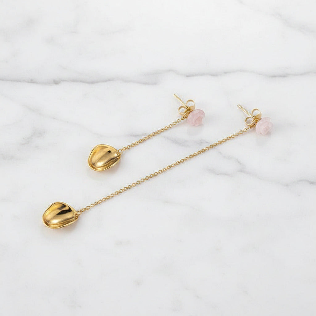 Delicate Sea Shell Rose Petals Drop Earrings-Black Diamonds New York