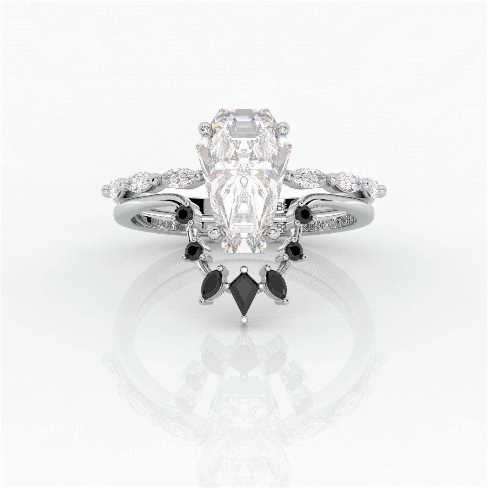 Devoted To You- Limited Coffin Cut Moissanite Diamond Gothic Ring Set-Black Diamonds New York
