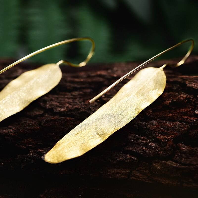Dewdrops on Willow Leaves Dangle Earrings-Black Diamonds New York