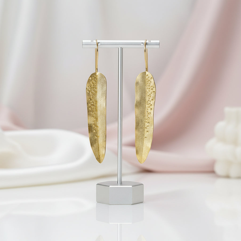 Dewdrops on Willow Leaves Dangle Earrings-Black Diamonds New York