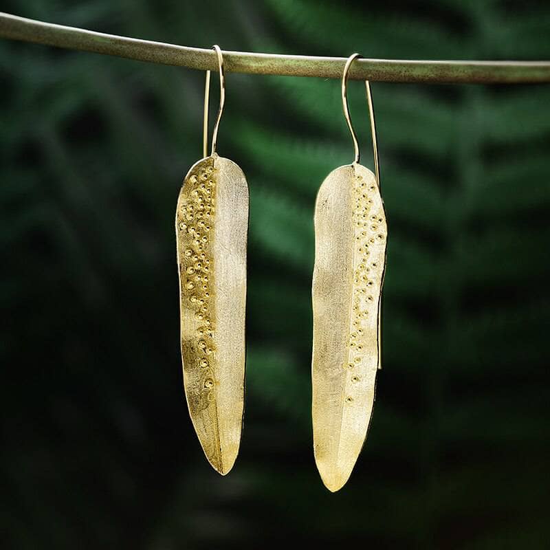 Dewdrops on Willow Leaves Dangle Earrings-Black Diamonds New York
