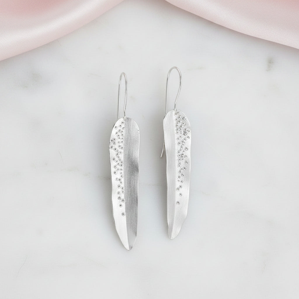 Dewdrops on Willow Leaves Dangle Earrings-Black Diamonds New York