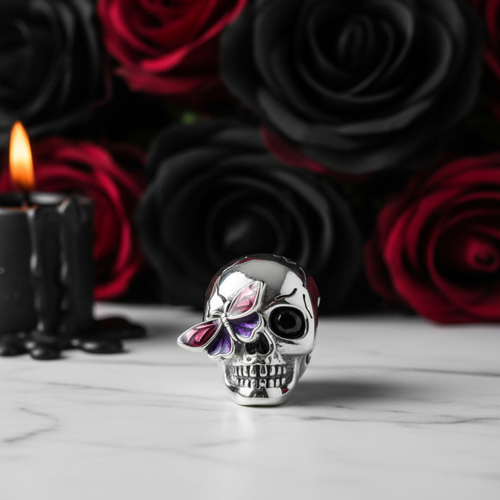 Diablo Skull & Butterfly Charm Bead-Black Diamonds New York