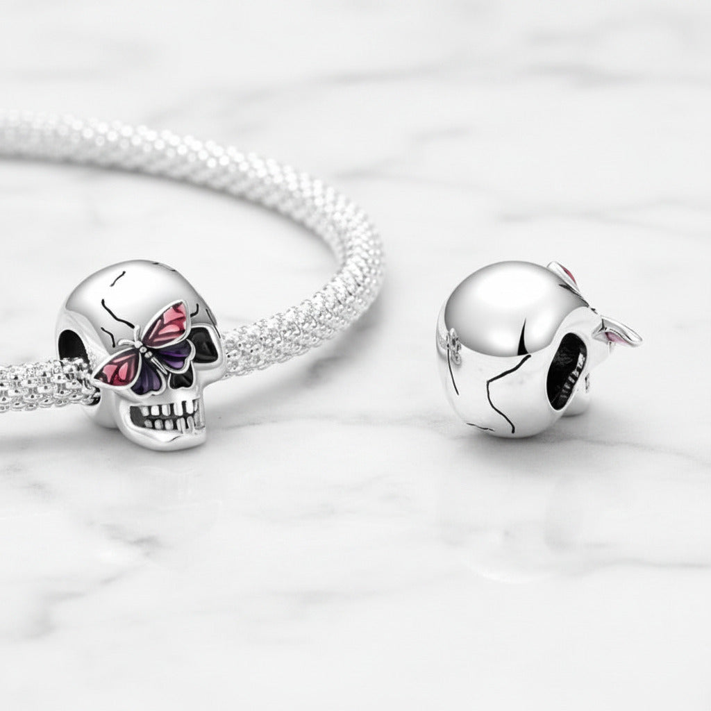 Diablo Skull & Butterfly Charm Bead-Black Diamonds New York