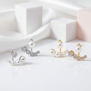 Diamond Asymmetric Detachable Pearl Earrings-Black Diamonds New York