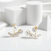 Diamond Asymmetric Detachable Pearl Earrings-Black Diamonds New York