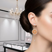 Diamond-encrusted Orange String Earrings-Black Diamonds New York