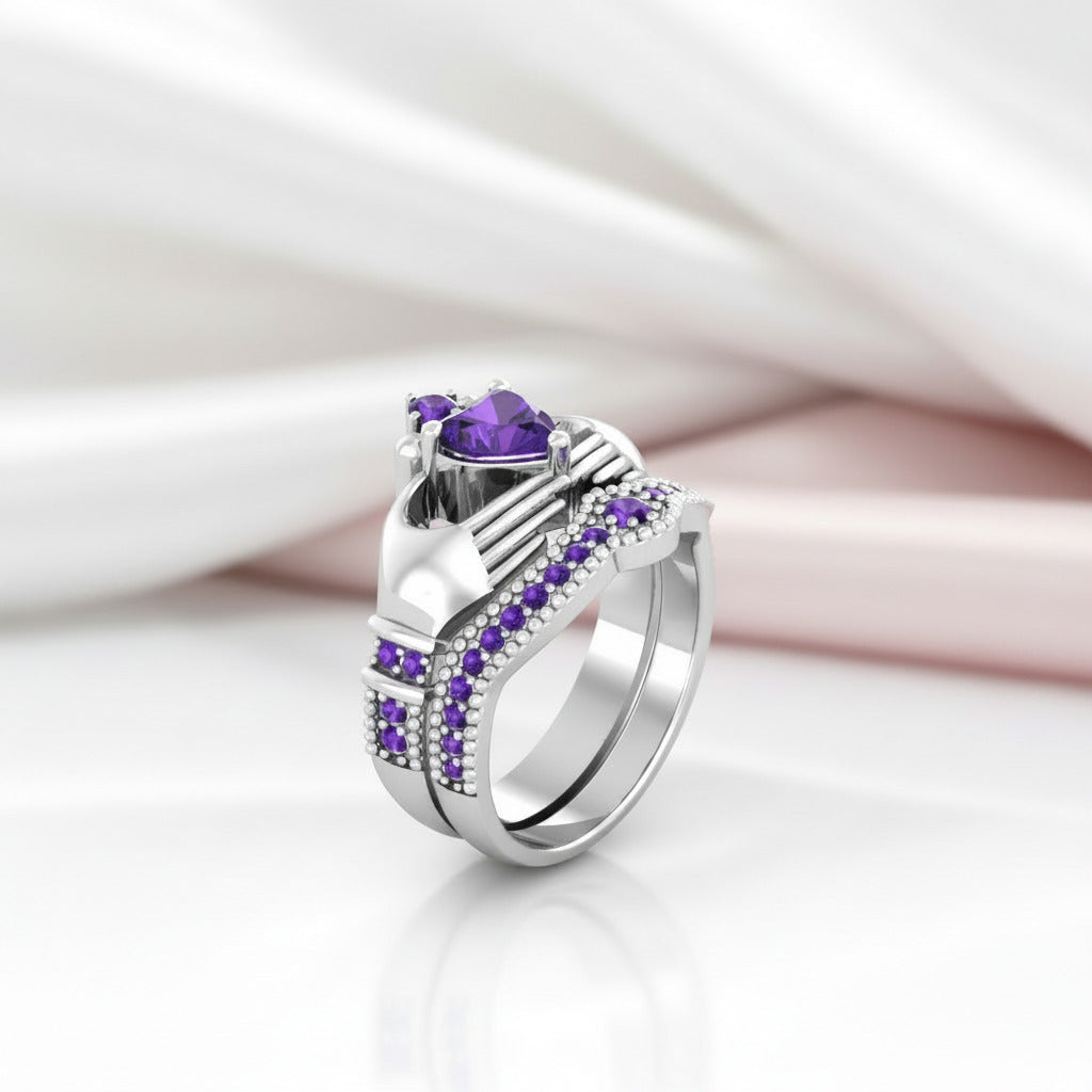 Heart-shaped Purple Diamond Option Love Ring-Black Diamonds New York