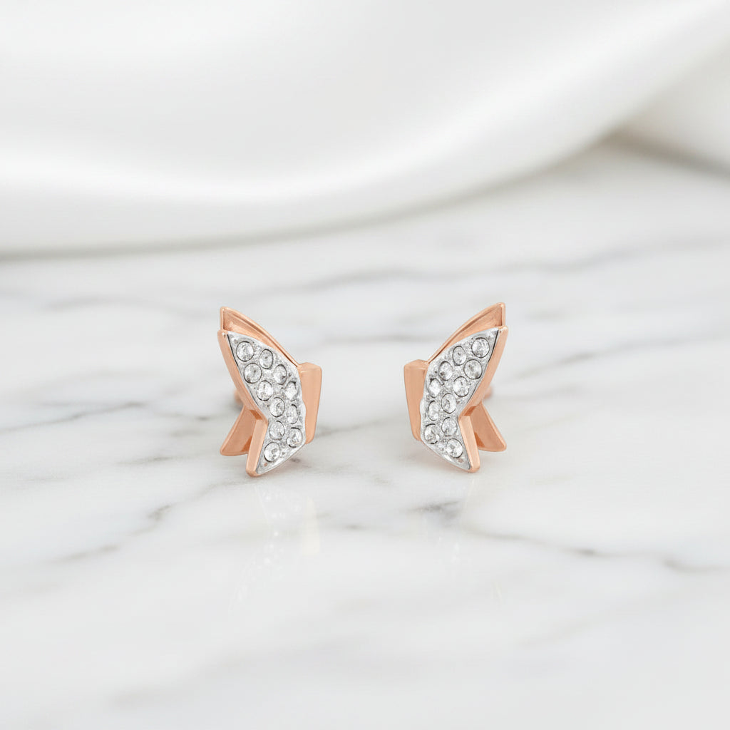 Round Diamond Option Romantic Elegant Butterfly Design Earrings-Black Diamonds New York