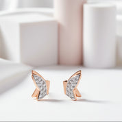 Round Diamond Romantic Elegant Butterfly Design Earrings-Black Diamonds New York