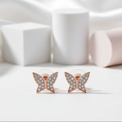 Round Diamond Romantic Elegant Butterfly Design Earrings-Black Diamonds New York