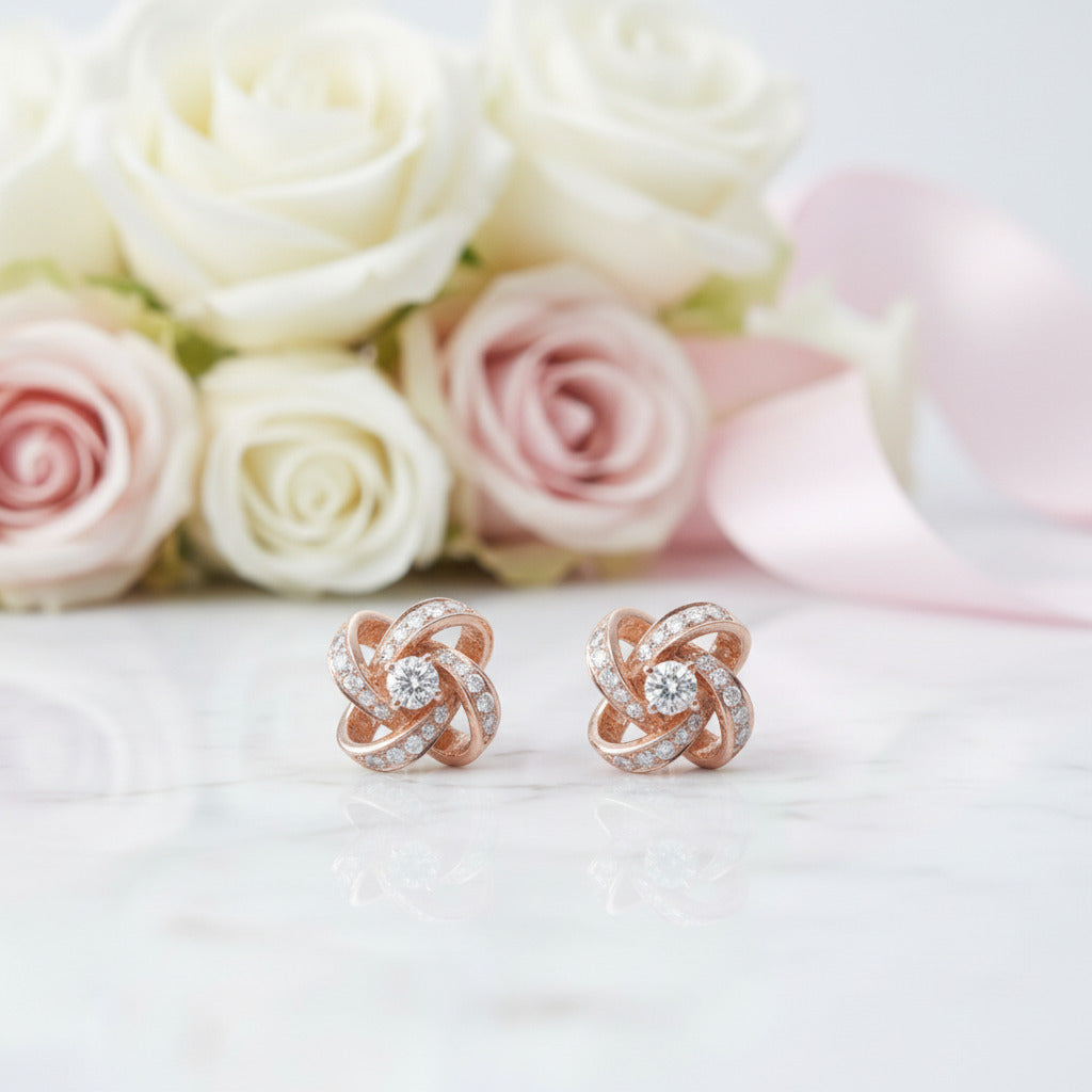 Round Diamond Option Romantic Four-leaf Clover Earrings-Black Diamonds New York