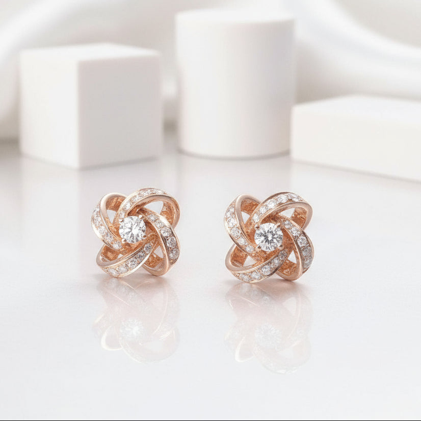 Round Diamond Romantic Four-leaf Clover Earrings-Black Diamonds New York