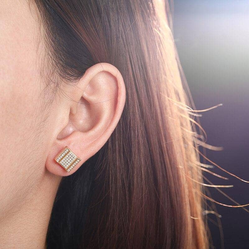 Diamond Square Stud Earrings-Black Diamonds New York