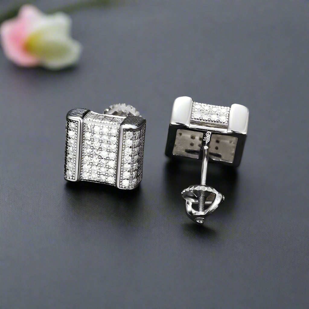 Diamond Square Stud Earrings-Black Diamonds New York
