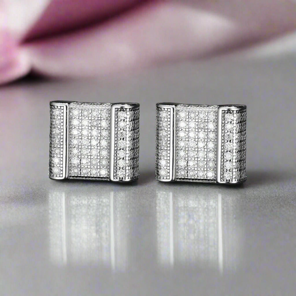 Diamond Square Stud Earrings-Black Diamonds New York