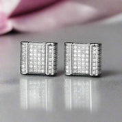 Diamond Square Stud Earrings-Black Diamonds New York