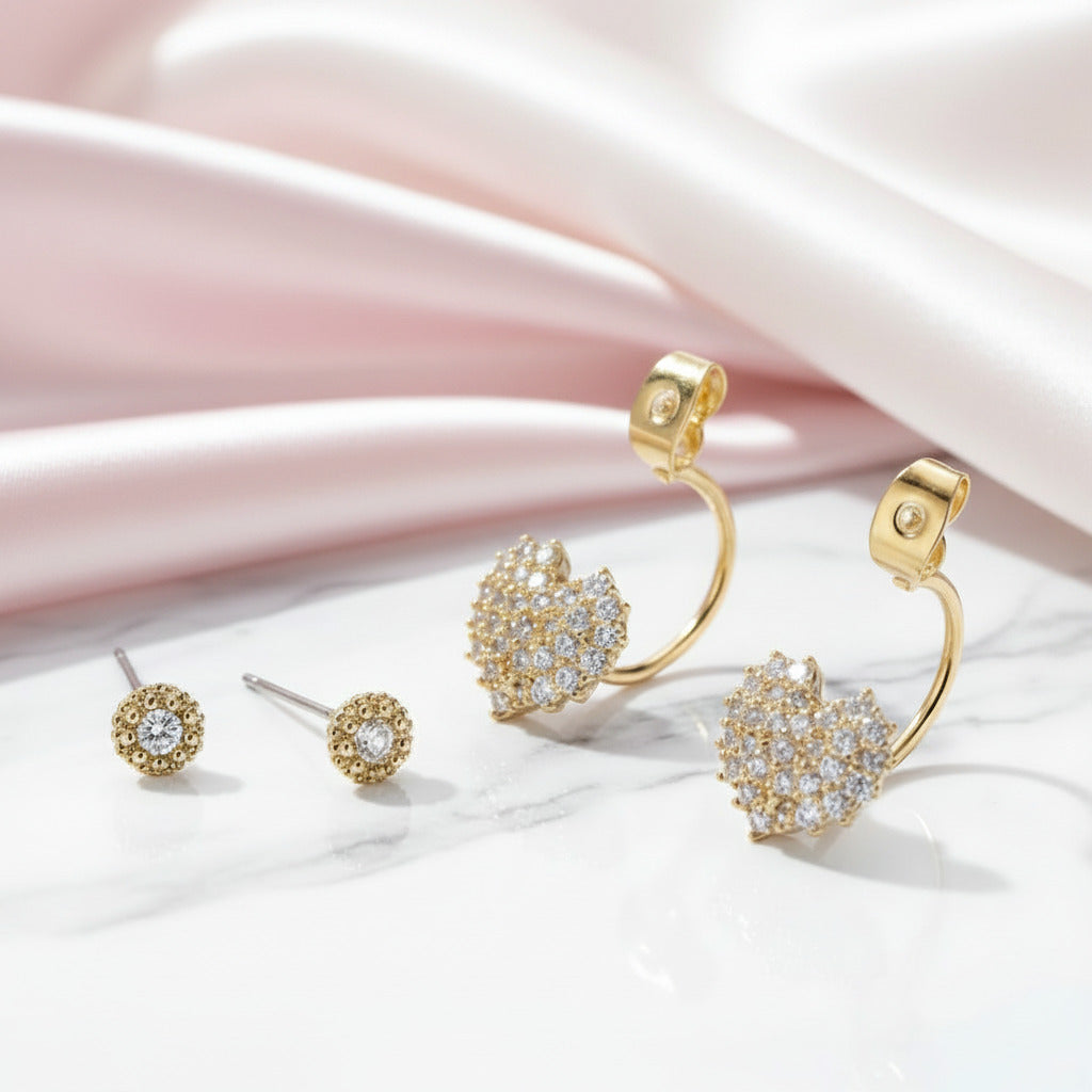 Sweet Heart Diamond Option Earrings-Black Diamonds New York