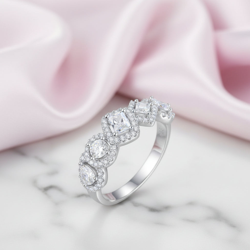 Multi-shaped Diamond Option with Halo Wedding Band-Black Diamonds New York