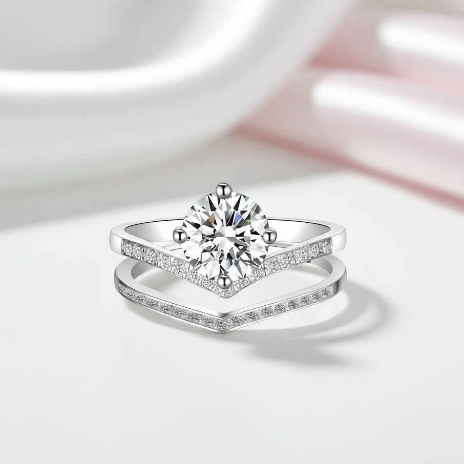 Diamond Option Wishbone Wedding Curved Half Eternity Ring Set-Black Diamonds New York