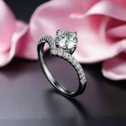 Diamond Wishbone Wedding Curved Half Eternity Ring Set-Black Diamonds New York